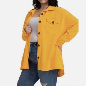 Zenana Women’s Oversized Soft Jacquard Shacket w/Pockets High-Low Hem Size 2XL